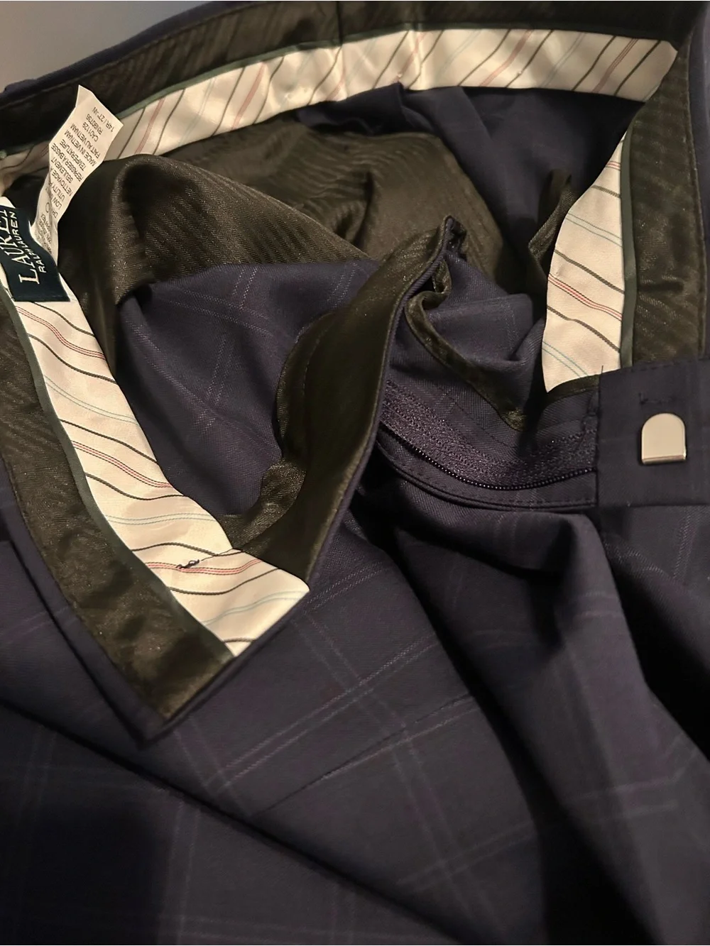 Lauren by Ralph Lauren Kids Size 14 Regular Tailored Trouser Pants Navy Plaid